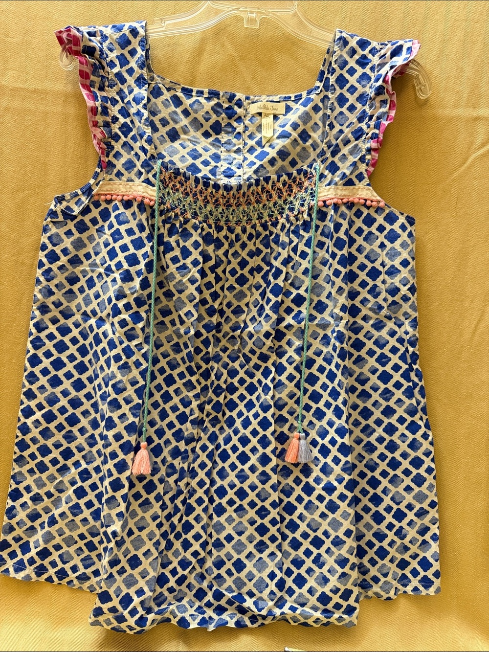 Matilda Jane Blue & White Tassel Top